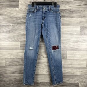 Eddie Bauer Jeans Womens Size 0 Blue Boyfriend Mid Rise Slim Light Wash Stretch